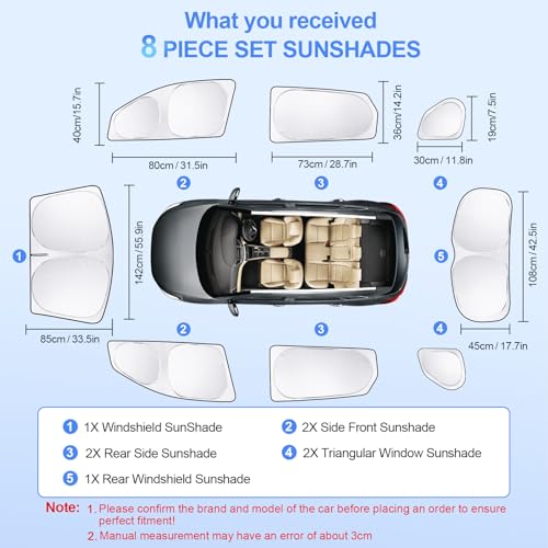 8pcs Car Window Shades for Hyundai Tucson 2016 (for Hyundai Tucson 2016-2021)