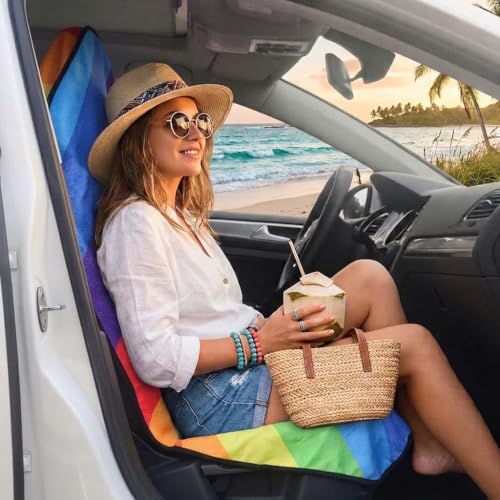 Car Seat Cover Protector Front Seats (2Pcs Front Seat Towel / Rainbow)
