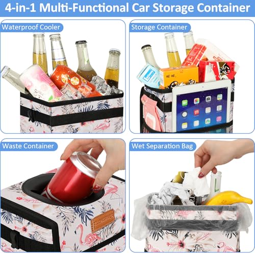 Leak Proof Car Trash Can with Lid Flamingo (Flamingo / 2 Gallons)