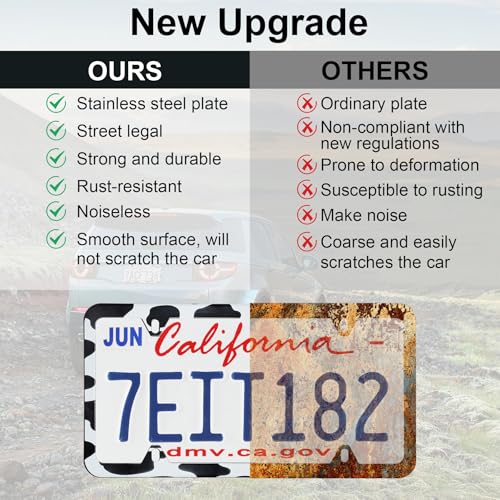 4 Holes Stainless Steel License Plate Frames (Cow Spot)