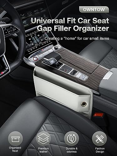 Premium Leather Car Seat Gap Filler Organizer (06 Beige, 2 Pack)