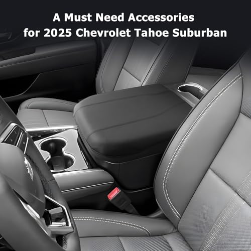 2025 2026 Suburban Tahoe Center Console Cover Compatible with 2025 2026 Chevy Suburban Tahoe Accessories Armrest Cover Armrest Console Cover (2025 2026 Suburban Tahoe Thin Black)