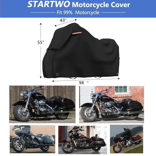 Motorcycle Covers with Side Box Waterproof Outdoor for Harley Davidson Touring Models Road King (3XL)