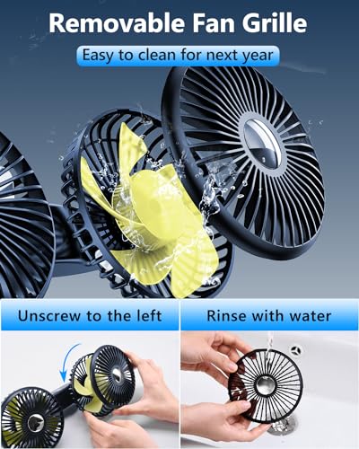Dual Head Car Cooling Fans for Back Seat for Kids (Battery Powered)