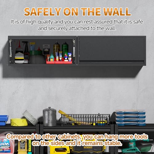 Metal Garage Wall Cabinet with Up (Black / 13.8"H Wall Cabinet(1-Door))