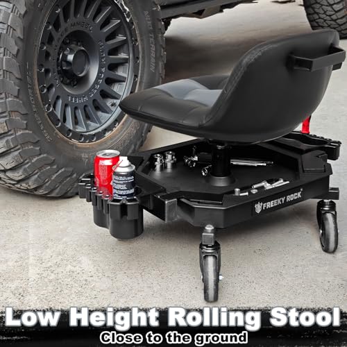Rolling Stool with Wheels (Carbon Fiber Gray)