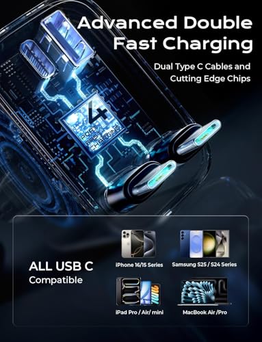 Retractable Car Charger (Grey-Dual C / 31.5 Inch)
