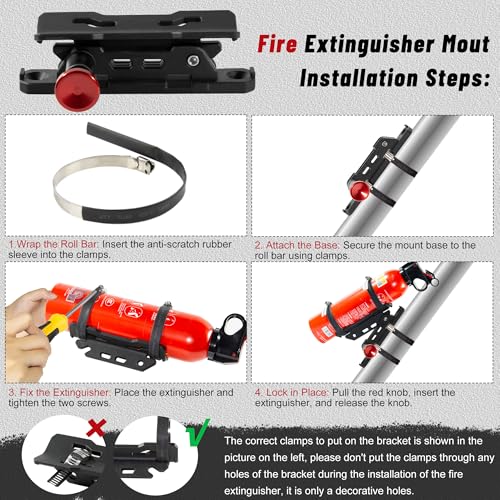 Quick Release Fire Extinguisher Mount with 8 Clamps for Tractor 2PCS (Pack of 2)