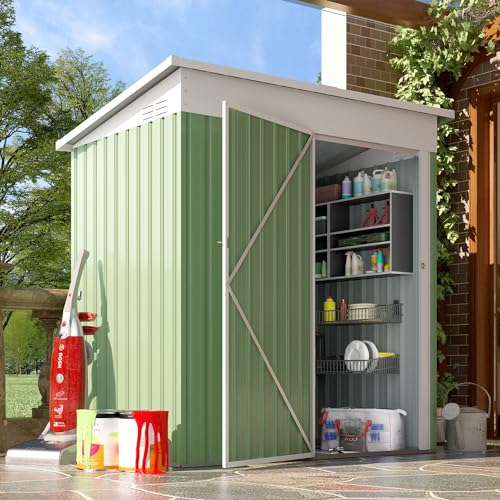 3' x 5' Metal Outdoor Storage Shed (GREEN / 3x5)