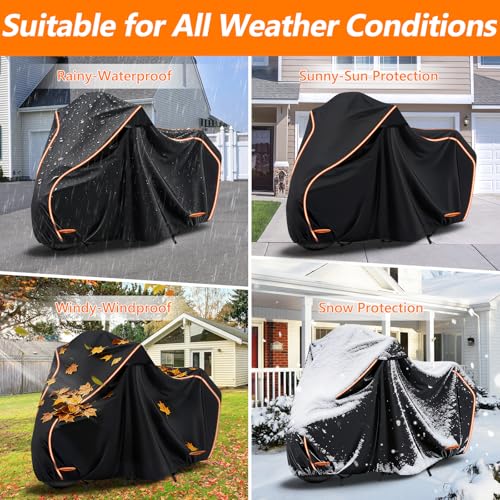 420D Cotton Lining Waterproof Motorcycle Cover for Harley Davidson Cruiser (Black / for Cruiser Models)