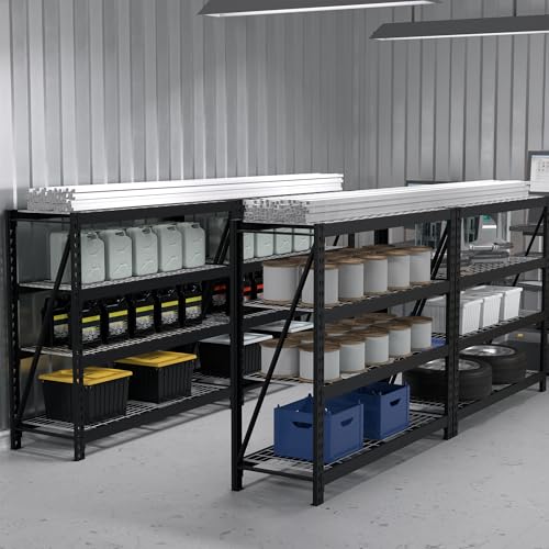 77" Garage Shelving Unit (Black / 77"W x 24"D x 72"H)