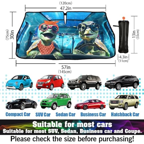 Fun Turtle Driving Windshield Sunshade Umbrella Sea Turtle Umbrella Sun Shade for Car Windshield Upgraded Heat Insulation Sunshades Car Front Window Covers for Trucks Sedan SUV Pickup (One Size / Style8)
