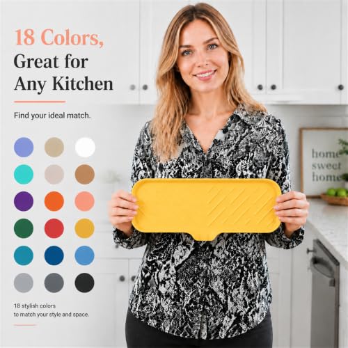 Silicone Soap Dish with Drain Spout (Yellow / L(12"×4"))