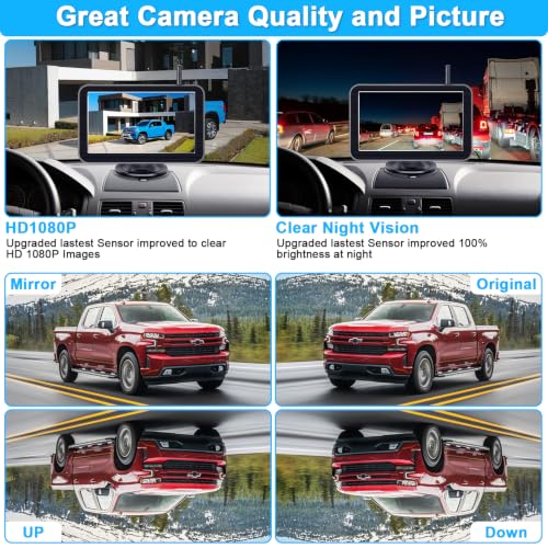 HD 1080P 7 Inch Wireless Backup Camera for Truck (7'' + License Plate Camera)