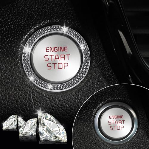 2 PCS Crystal Double Rhinestone Car Engine Start Stop Decoration Ring (Double Glossy Black)