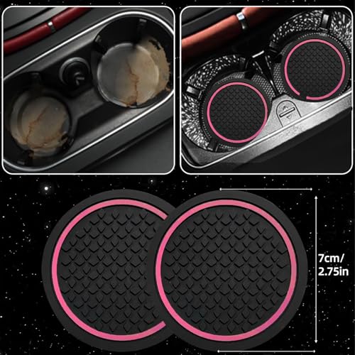 14 PCS Leather Car Seat Covers Full Set (Steering Wheel Cover Set / Black & pink)