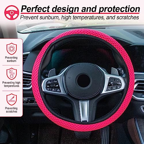 Elastic Stretch Steering Wheel Cover (Rose Red)
