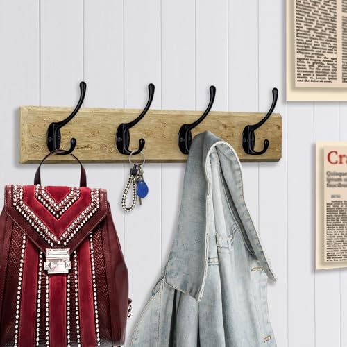 10 Pack Black Double Coat Hooks No Rust Hooks for Coat (Black)