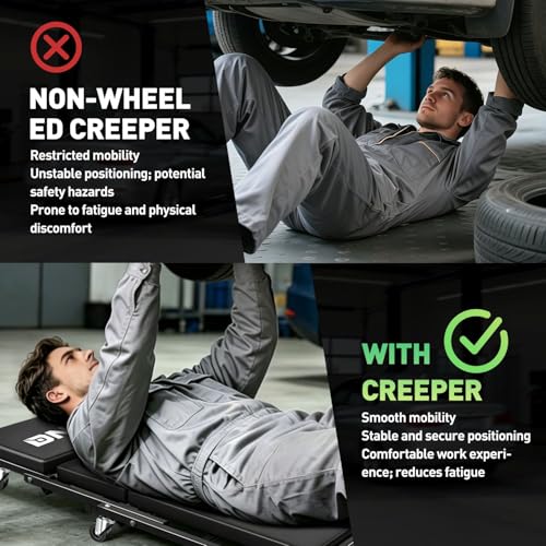 40 Inches Folding 2 in 1 Rolling Z Creeper (Black / 40 Inches)