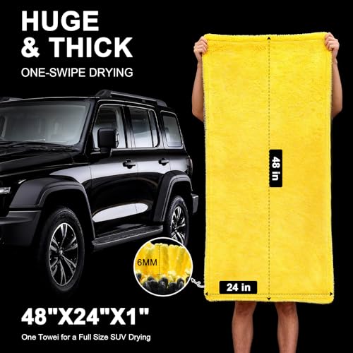 1400 GSM Car Drying Towels Car Detailing (Yellow / Pack of 3)
