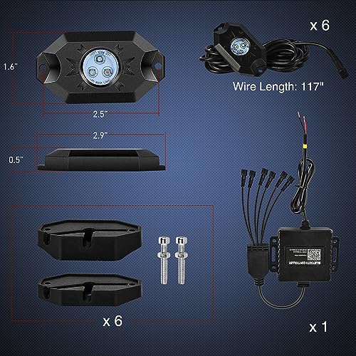 RGB LED Rock Lights Kit 6 Pods Underglow Multicolor Neon Pod (6 Pods / RGB 3LED)