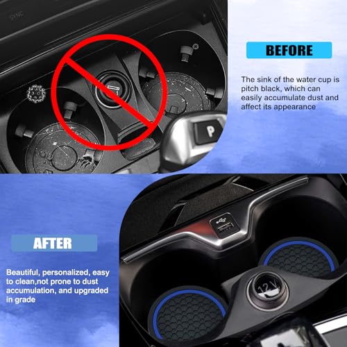 4PCS Car Cup Holder Coasters (Black/Blue)