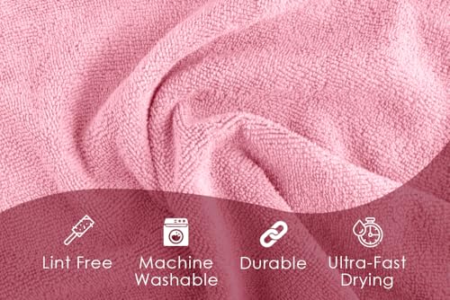 Microfiber Cleaning Cloths (Pack of 36 - 16x16 Inches / Pink)
