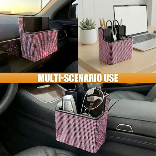 Bling Car Dashboard Storage Box (Pink)