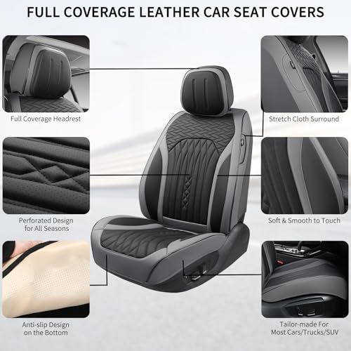 Car Seat Covers Full Set (Gray-Black-White / Full Set)