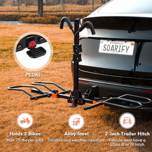 Platform 2 EBike Rack for Car Hitch Bike Rack for SUV RV Trucks Carrier Bicycle Car Racks 2 (RACK WITH PEDAL)