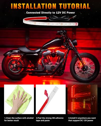 Car LED Strip Light 12V Red 12.5'' (Red)