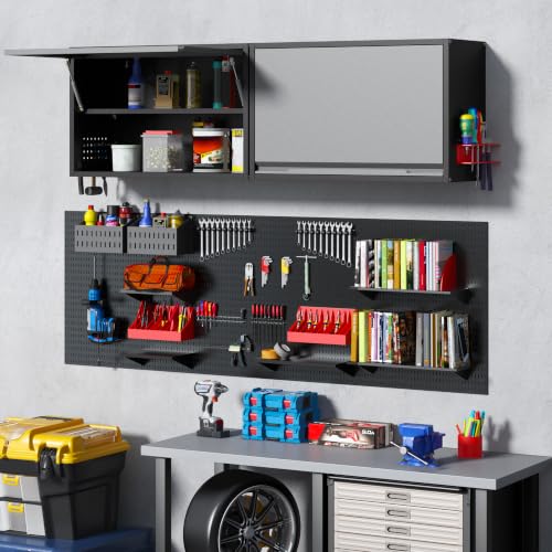 Metal Wall Cabinet with Adjustable Shelves (19.7''H / Black Gray)