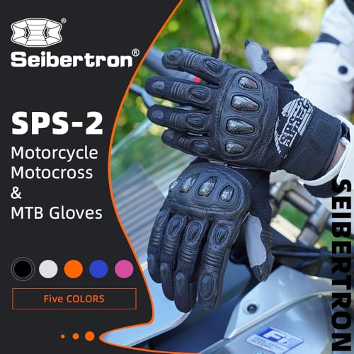 SPS 2 Unisex Touchscreen Road Racing Motorcycle MTB Sports Gloves Also fit BMX MX ATV Mountain Bike Bicycle Cycling Off (Black SPS-2 / L Adult)