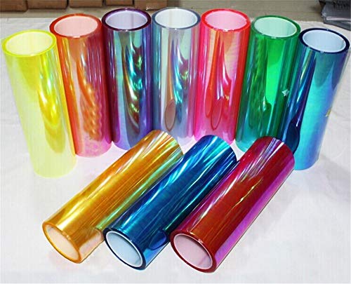 12 by 48 inches Self Adhesive Shiny Chameleon Headlights Tail Lights Fog Lights Films (Light Blue)