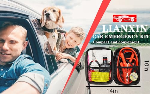Emergency Roadside Kit for Car With Jumper Cables (Matcha Green)