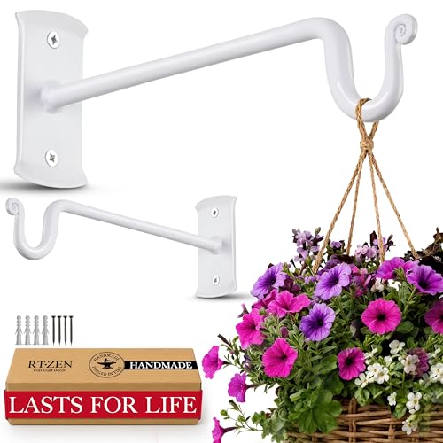 Plant Hangers Outdoor or Indoor Heavy Duty Wall Bracket Hooks (7.5 Inch / Shepherds Hooks - W)