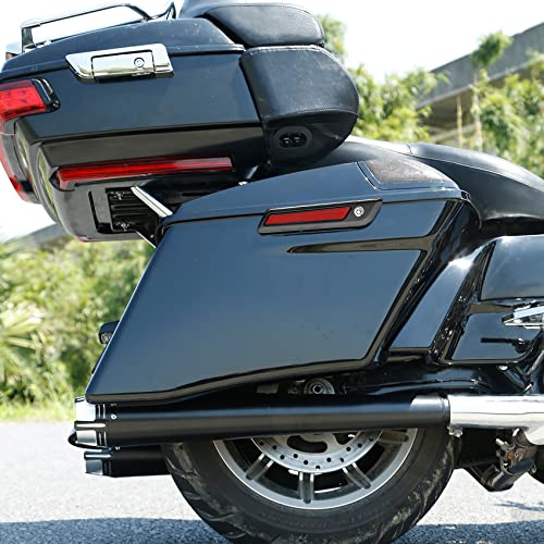 Motorcycle 4" Stretched Saddlebags Fit For Harley Touring 2014 (4" Stretched-Vivid Black W/ Black Latches & 5x7 Lids)