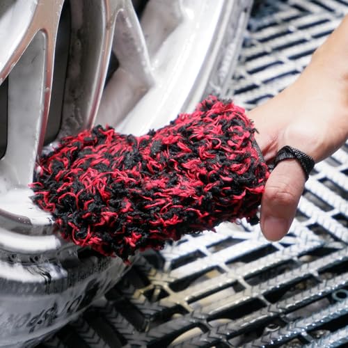 7PCS Car Wheel Rims Detail Cleaning PRO Wash Kit (7-Pack / Red/Black)
