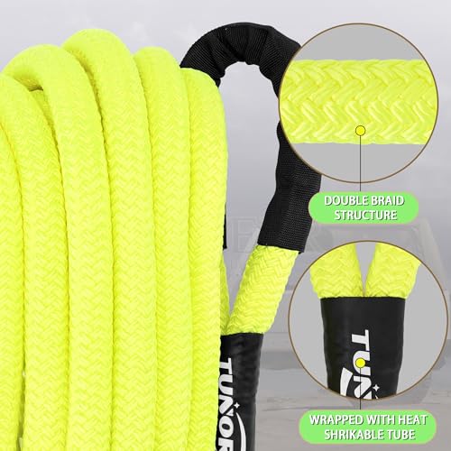 Kinetic Recovery Tow Rope Heavy Duty Offroad Snatch Strap for for Trucks SUV UTV ATV Tractor Car Jeep (1" x 30' / Green)