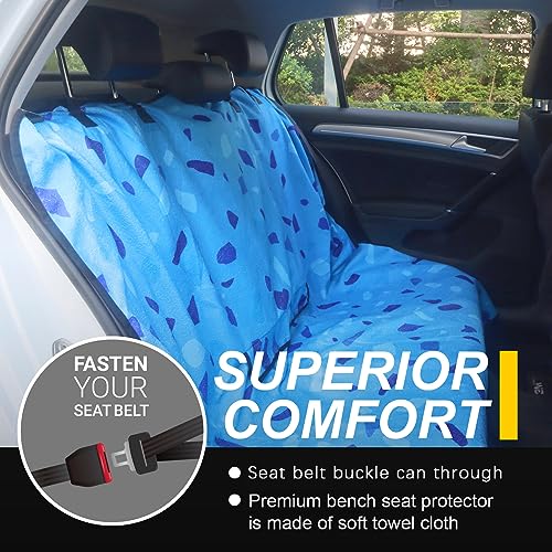 Back Seat Cover for Car Trucks Van SUV Jeep (Rear Bench Seat Towel / Blue Marbling)