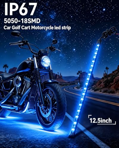 12V Led Light Strip for Car Motorcycle Golf Cart 12.5In Blue 4Pack (Blue Led Strip)