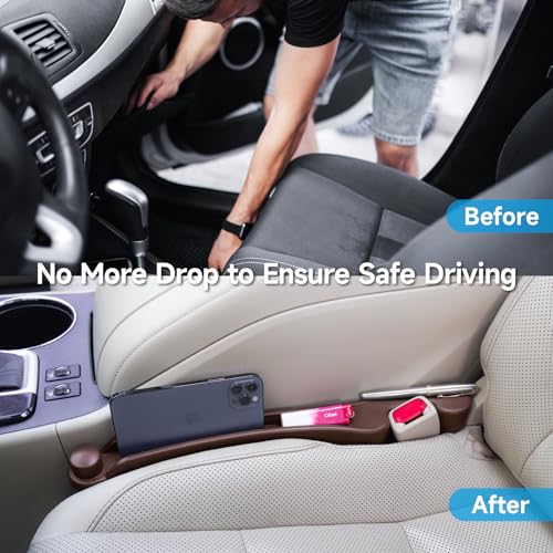 Car Seat Gap Filler Organizer 2Pack Soft Foam 3IN1 Multifunctional (Espresso brown / Most Cars – Standard)