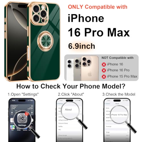 Designed for iPhone 16 Pro Max Case with Ring Stand Slim Green (Green / 6.9'' iPhone 16 Pro Max)