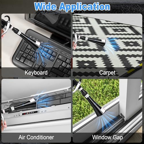 Air Blow Gun Car Detailing Dry Cleaning Gun with Tapered Nozzle High Pressure Cleaning Tool (Soft Hose -1 Nozzle / Black)
