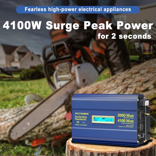 2000 Watt Pure Sine Wave Inverter 12V to 110V 120V AC