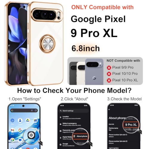 for Google Pixel 9 Pro XL Case with Ring Stand White (White / 6.8" Pixel 9 Pro XL)