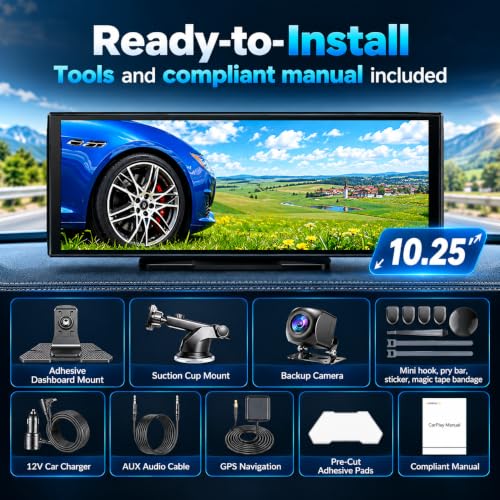 10.25″ CarPlay Screen with Dashcam and Apps