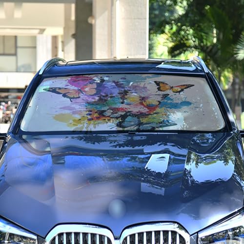 Car Front Windshield Sunshade (Colorful Beautiful Butterflies)