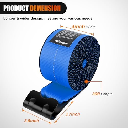 Truck Straps 4" x 30' Heavy Duty Tie Down with Flat Hooks (10Pcs 4in x 30ft Truck Straps Blue)