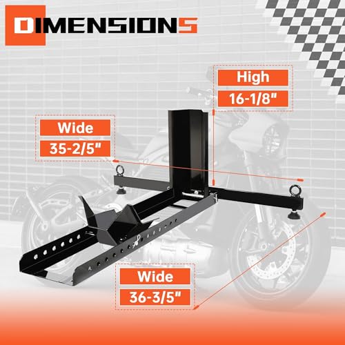 Adjustable Motorcycle Wheel Chock Stand Upright 1800lb Capacity (Black 1800 lbs)